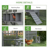 PawHut Chicken Run, 9.2' x 6.1' Large Chicken Coop with Nesting Box, Water-Resistant and Anti-UV Cover, Door, Wooden Metal Chicken Pen for 8-12 PawHut