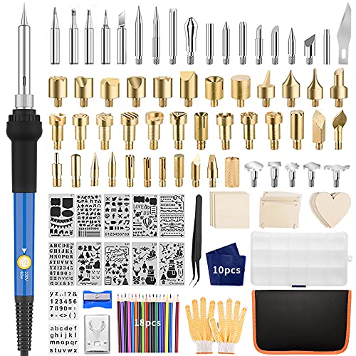 Wood Burning Kit 113pcs Professional Wood Burning Tool Adjustable Temperature Wood Burner Tools Set with Soldering Iron for Embossing Carving DIY AOZOY