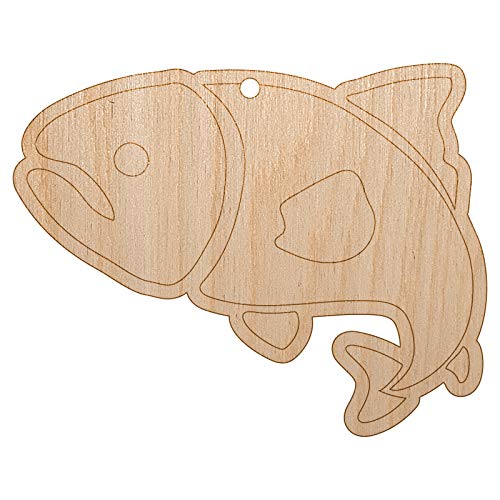 Salmon Fish Unfinished Craft Wood Holiday Christmas Tree DIY Pre-Drilled Ornament - WoodArtSupply