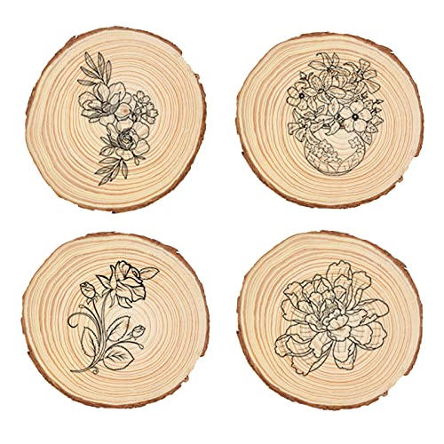 CYEAH 10 Pcs Wood Slices, 5.5-6.5 Inch Unfinished Natural Wood Slice Wooden Rounds for Crafts, Solid Wood Slices with Bark, Wood Centerpieces for CYEAH