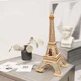 ROBOTIME Assembly Famous World Architecture Eiffel Tower Exquisite Wood Craft Kits for Kids Best Model Kits and DIY Arts Projects for Adults ROBOTIME