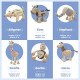 TEKOR Bendable Wooden Animal Toys, Set of 12 | Fun & Posable Farm & Jungle & Safari Animals for Toddlers | Preschool Montessori Toy, Smooth Natural TEKOR