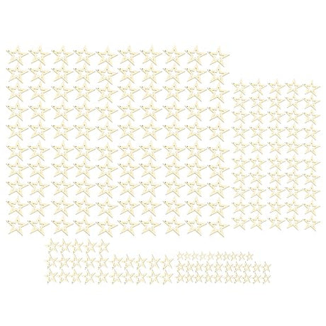 205PCS Wooden Crafts to Paint, Assorted Size Christmas Tree Hanging Ornaments Mini Wooden Stars Slices Unfinished Wood DIY Crafts HERCHR