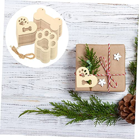 ABOOFAN 1 Set DIY Creative Wood Chips Gift Label Gift Decorative Label Unfinished Wooden Plain Wood Cutouts Blank Wooden Plaque Wooden Gift Ornaments ABOOFAN