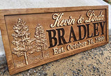 Rustic Wedding Signs Wood Wall Art Personalized Couples Gift Ideas Family Last Name Custom Name Sign Lakehouse Hunting Lodge Home Decor Tree Carved 3D Woodworker