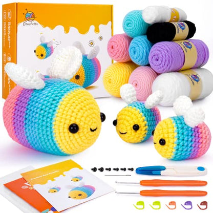 Crochetta Crochet Kit for Beginners, Beginner Crochet Starter Kit with Step-by-Step Video Tutorials, Beginner Crochet Kit for Adults Kids, Knitting