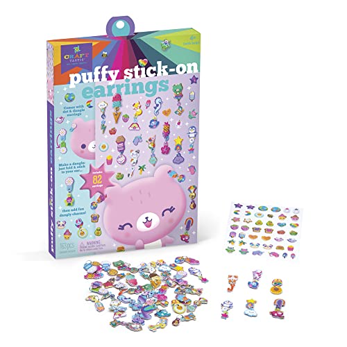 Craft-tastic Puffy - Stick-on Earrings Craft and Jewelry Kit - Easy-to-Make Earring Jewelry - for Ages 4+ with Help Craft-tastic