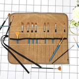 Denifiter Waxed Canvas Roll-up Pencil Bag, Heavy Duty Artist Paint Brushes Organize Pouch (Khaki) Denifiter