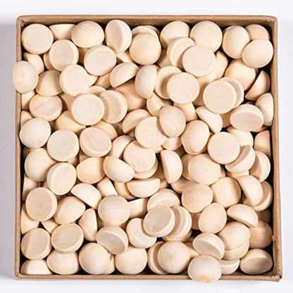 Milisten 200Pcs Half Round Wooden Beads Unfinished Wood Christmas Beads Half Beads Half Craft Balls Wood Half Balls Wooden Half Sphere Wooden Beads - WoodArtSupply