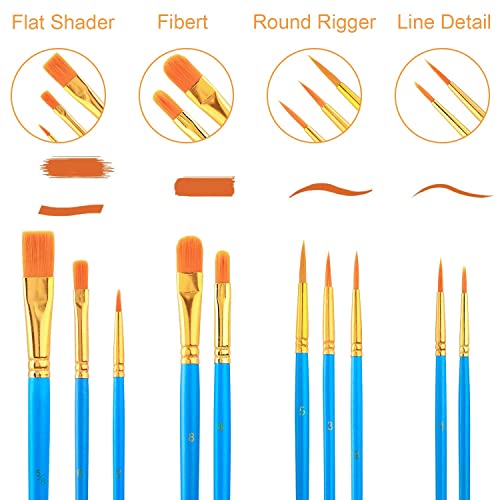 Painting Brush Palette Set, with 12 Packs of 120 Brushes and 12 Palettes,Nylon Brush Head, Suitable for Oil Watercolor, etc., Perfect Art Painting AROIC