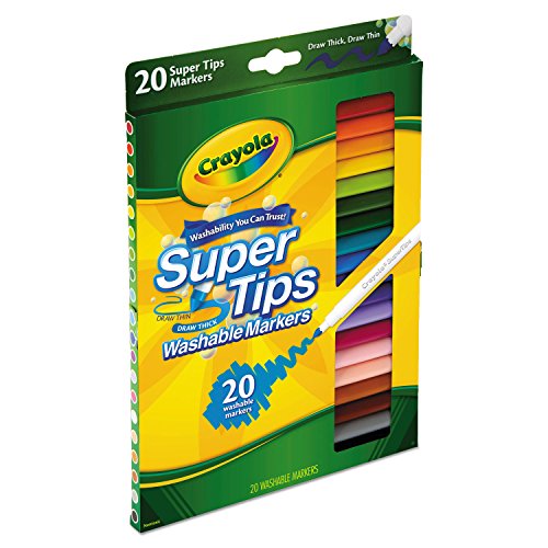 Crayola 588106 Washable Super Tips Markers, Assorted, 20/Set Crayola