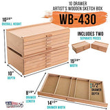 U.S. Art Supply 10 Drawer Wood Artist Supply Storage Box - Pastels, Pencils, Pens, Markers, Brushes US Art Supply