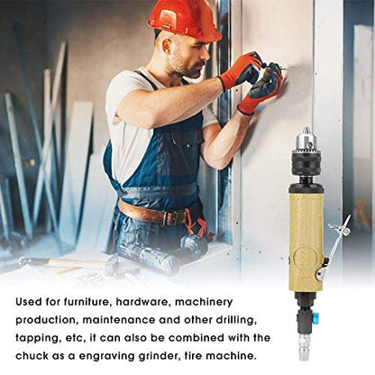3/8" High Speed Straight Pneumatic Drill Set Power Reversible Air Drilling Tool with Adjustable Inlet Valve 22000rpm