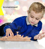 Puzzled 3D Puzzle Destroyer Warship Wood Craft Construction Kit Fun & Educational DIY Wooden Toy Assemble Model Unfinished Craft Hobby Navy Ship Puzzled