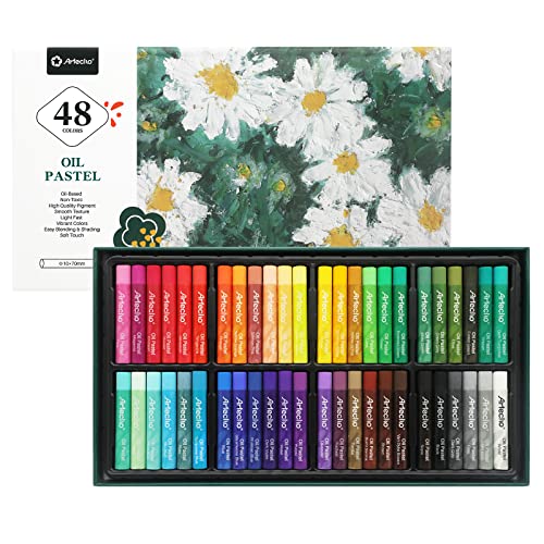 Artecho Oil Pastels Set of 48 Colors, Soft Oil Pastels for Art Painting, Drawing, Blending, Oil Crayons Pastels Art Supplies for Artists, Beginners, - WoodArtSupply