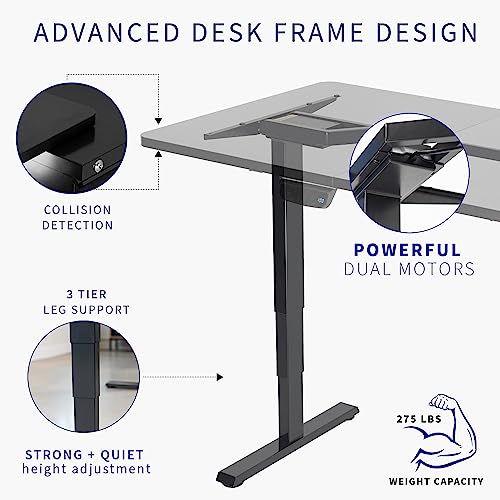 VIVO Electric Height Adjustable 71 x 36 inch Memory Stand Up Desk, Rustic Vintage Brown Table Top, Black Dual Motor Frame, Touch Screen Preset
