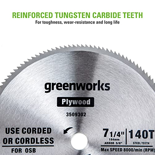 Greenworks 24V 7-1/4 " 140T Circular Saw Blades - WoodArtSupply