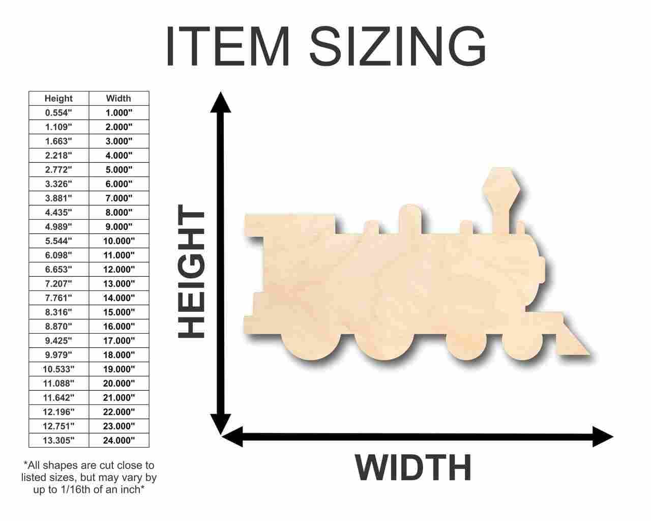 Unfinished Wood Train Shape - Craft - up to 24" DIY 5" / 1/2" - WoodArtSupply