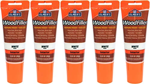 Elmer's E855 Carpenter's Wood Filler, 3.25-Ounce Tube, White, 5 Pack - WoodArtSupply