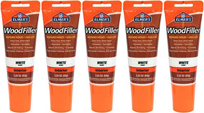 Elmer's E855 Carpenter's Wood Filler, 3.25-Ounce Tube, White, 5 Pack - WoodArtSupply