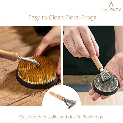 BEADNOVA Kenzan Needle Straightener Flower Frog Brush Ikebana Tool Set Kenzan Pin Straightening Tool Floral Frogs Cleaner for Flower Frog Pins Hair - WoodArtSupply