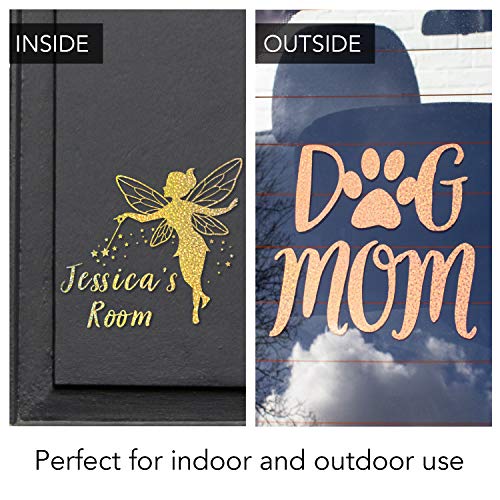 Permanent Glitter Vinyl for Cricut (8pk, 12 x 11 Inch) Sparkle Holographic Vinyl Adhesive Sheets for Oracle 651 with Metallic Rainbow Effect (Gold, Kraftex