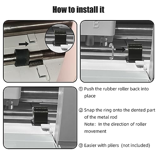 12-Pack Retaining Clip Rings Compatible with Cricut Maker Rubber Roller Replacement Parts - Keep Rubber Roller in Place, Retention Clamps Compatible - WoodArtSupply