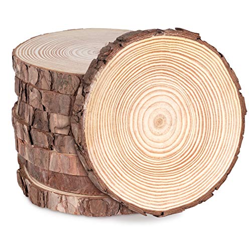 Lemonfilter Natural Wood Slices 8 Pcs 6.3-6.7 Inches Craft Wood Kit Wooden Circles Unfinished Log Wooden Rounds for Arts Crafts Wedding Christmas DIY Lemonfilter