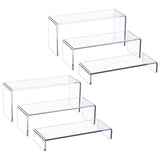 HIIMIEI Acrylic Display Riser, 6 Pcs 9" Large Acrylic Risers, Clear Rectangular Display Shelf for Cupcake Stand, Tiered Display Stand for Gemstone, HIIMIEI