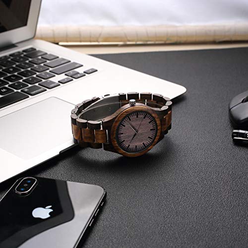 Fodiyaer Engraved Wood Watch for Boyfriend Men Husband Him As Personalized Anniversary Christmas Birthday Father Day Wooden Gifts Idea, Brown, I Love - WoodArtSupply