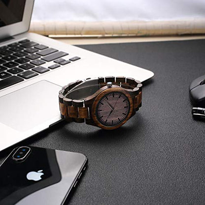 KOSTING Personalized Engraved Men Natural Wood Watches for Son Wooden Strap Band Customized Stylish Classic Unique Birthday Christmas Day Graduation - WoodArtSupply