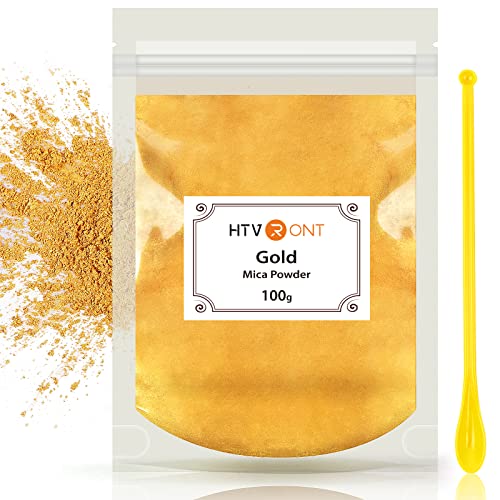 HTVRONT Gold Mica Powder for Epoxy Resin - 3.5 oz (100g) Nature Epoxy Resin Pigment Powder, Non-Toxic & Easy to Mix Mica Powder for Candle Making, - WoodArtSupply