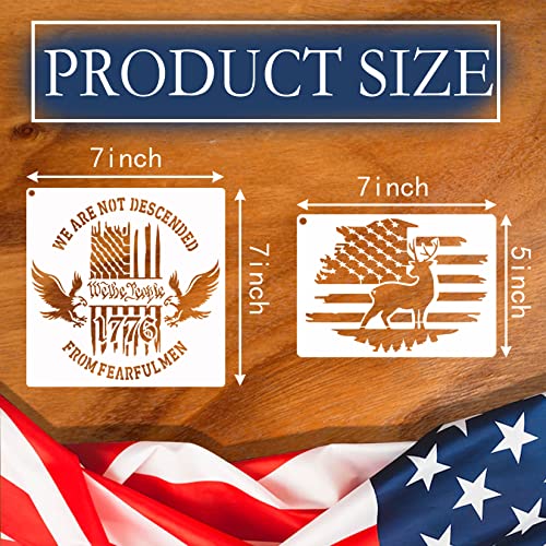 12pcs American Flag Stencil Star Stencils for Painting Union 50 Stars 1776 Military We The People Template for Flag Patriotic Wood Burning Stencils for Spray Painting on Shirt Project Crafts Wooden