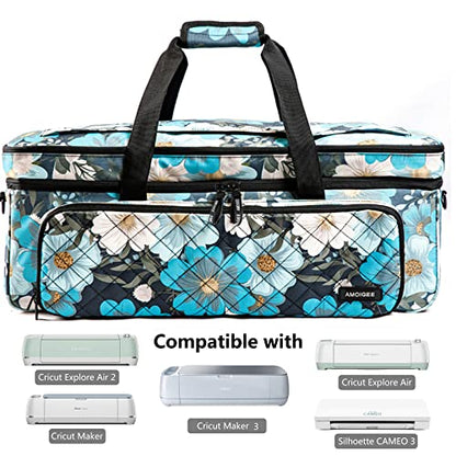 AMOIGEE Double-Layer Carrying Case for Cricut Maker 3, Cricut Explore 3/Explore Air 2, Cricut Accessories, Cricut Bag with Dust Cover - WoodArtSupply