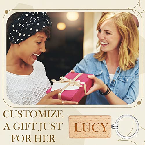 Yinkin 100 Pieces Wooden Keychain Blanks Wood Key Chain Bulk Unfinished Wooden Engraving Key Tag Ring for DIY Gift Crafts(Rectangle) Yinkin