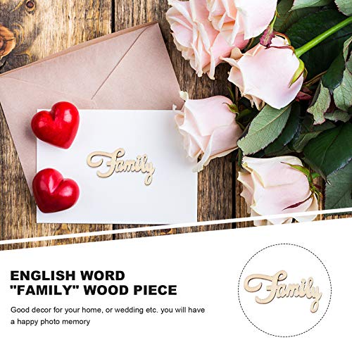 Amosfun 2x1.1'' Wedding Wooden Cutouts Mini Family Wooden Slices Embellishments for DIY Craft Decorations 15pcs Amosfun