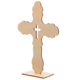 KALLORY Unfinished Wood Crosses with Stand, 10pcs Wood Standing Christian Cross Religious Jesus Cross Tabletop Altar Cross Figurine for Crucifix KALLORY