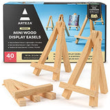 Arteza 5 Inch Mini Display Wood Easel, Pack of 40 Art Supplies for Displaying Small Canvases, Business Cards, Photos ARTEZA