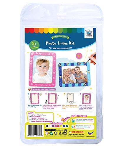 VHALE DIY Paint Your Own Picture Frame, 4 sets of MDF Wood Photo Frames (5 x 7 inch) with Stand, for Children to Paint and Decorate, Classroom Arts VHALE