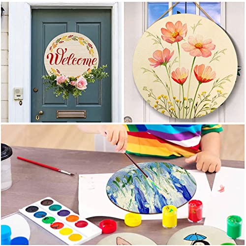 24 Pack 12 Inch Wood Rounds Unfinished Basswood Plywood Wooden Sheets Blank Wood Circle for Crafts Painting School Projects Door Hanger Wood Burning ZOFORTY