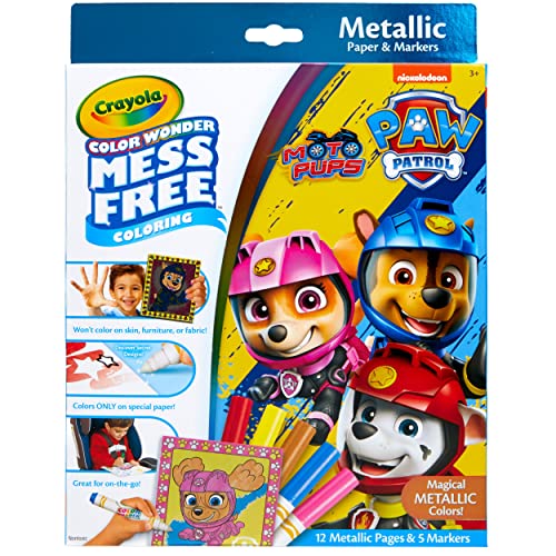 Crayola Paw Patrol Color Wonder Metallic Mess Free Coloring Set, Gift for Kids, 3, 4, 5, 6 - WoodArtSupply