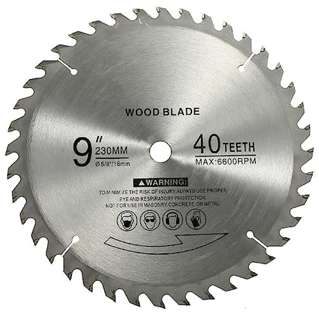 KuangBBBTools 9" 40 Teeth Carbide Tip Wood Cutting Circular Saw Blade Table Saw Blade Miter Saw Blade with 5/8" Arbor for General Purpose KuangBBBTools
