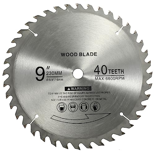 KuangBBBTools 9" 40 Teeth Carbide Tip Wood Cutting Circular Saw Blade Table Saw Blade Miter Saw Blade with 5/8" Arbor for General Purpose - WoodArtSupply