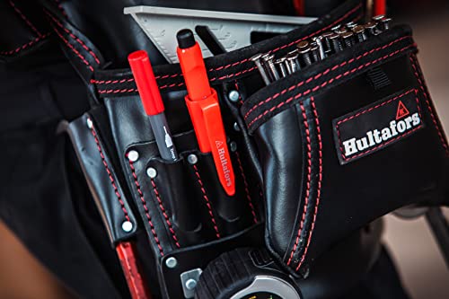 Hultafors Work Gear HT5433 Carpenter's Heavy-Duty Leather Nail & Tool Bag, Double-Gusset Front Pockets Hultafors