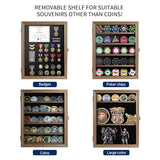 DecoWoodo Military Challenge Coin Display Case with HD Glass Door- 5 Rows Medal Display Case Cabinet Rack Shadow Box with Removable 2 Grooves Shelves DecoWoodo