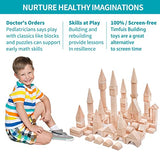 Timfuis Toddler Wooden Building Block Toys, 100 PCS Kids Natural Wood Stacking Blocks Set Standard Unit, Preschool Kindergarten Montessori Toy, Timfuis