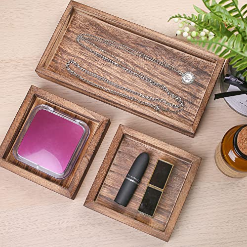 LotFancy Wooden Serving Trays, 7 Piece Set, Rustic Nesting Food Trays with Handles, Decorative Charcuterie Board Platter for Ottoman, Desktop, Coffee LotFancy