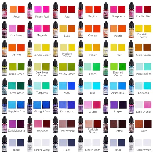 LET'S RESIN 48pcs Concentrated Alcohol Ink Set, Vibrant Colors Alcohol-Based Resin Ink for Epoxy Resin, Alcohol Paint Dye for Resin Art, Tumblers, LET'S RESIN