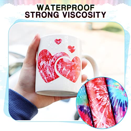 Tintnut Tie Dye Permanent Vinyl - 12 Sheets 12"x10", Seamless Colorful Adhesive Vinyl, Swirl Pattern Self Sticker Waterproof Vinyl Compatible with Tintnut