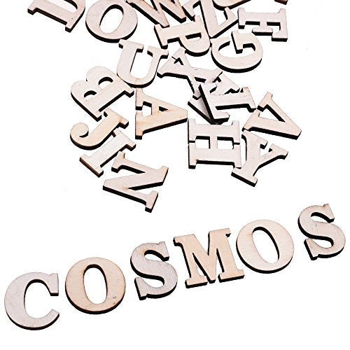CM 104 PCS Wooden Alphabet Letters Unfinished Wood Sticker for DIY Craft, 26 Letters from A to Z, 4 Sets CM